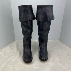 Frye Taylor Over the Knee Distressed Black Boots 77932 Sz 9B